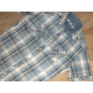 Kuhl Shirt Mens XL Blue Konquer Plaid Pearl Snap Quick Dry UPF 30 Wicking 7152